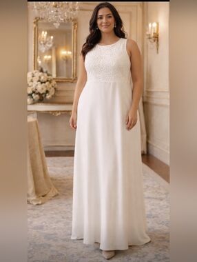 Macis Sleeveless Ivory Beaded Bodice Floor Length Formal Gown Size 22